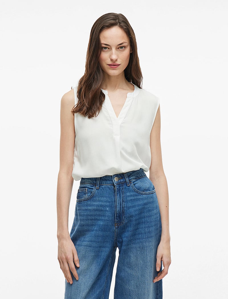 Vila - VIROSA V-NECK S/L TOP - NOOS - tanktops - cloud dancer - 0