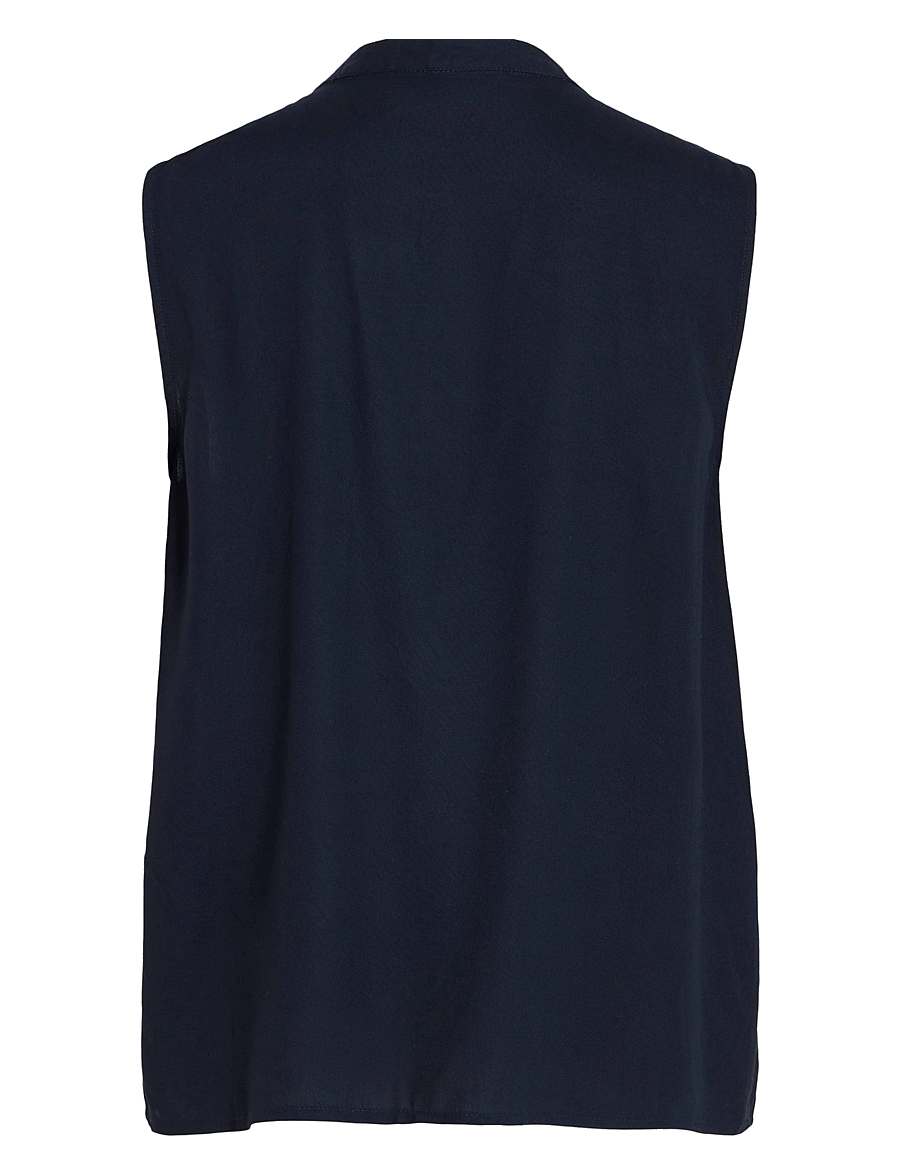 Vila - VIROSA V-NECK S/L TOP - NOOS - sleeveless tops - navy blazer - 2