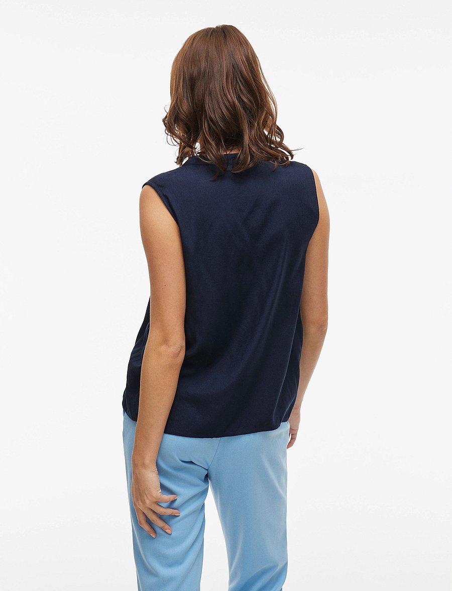 Vila - VIROSA V-NECK S/L TOP - NOOS - sleeveless tops - navy blazer - 3