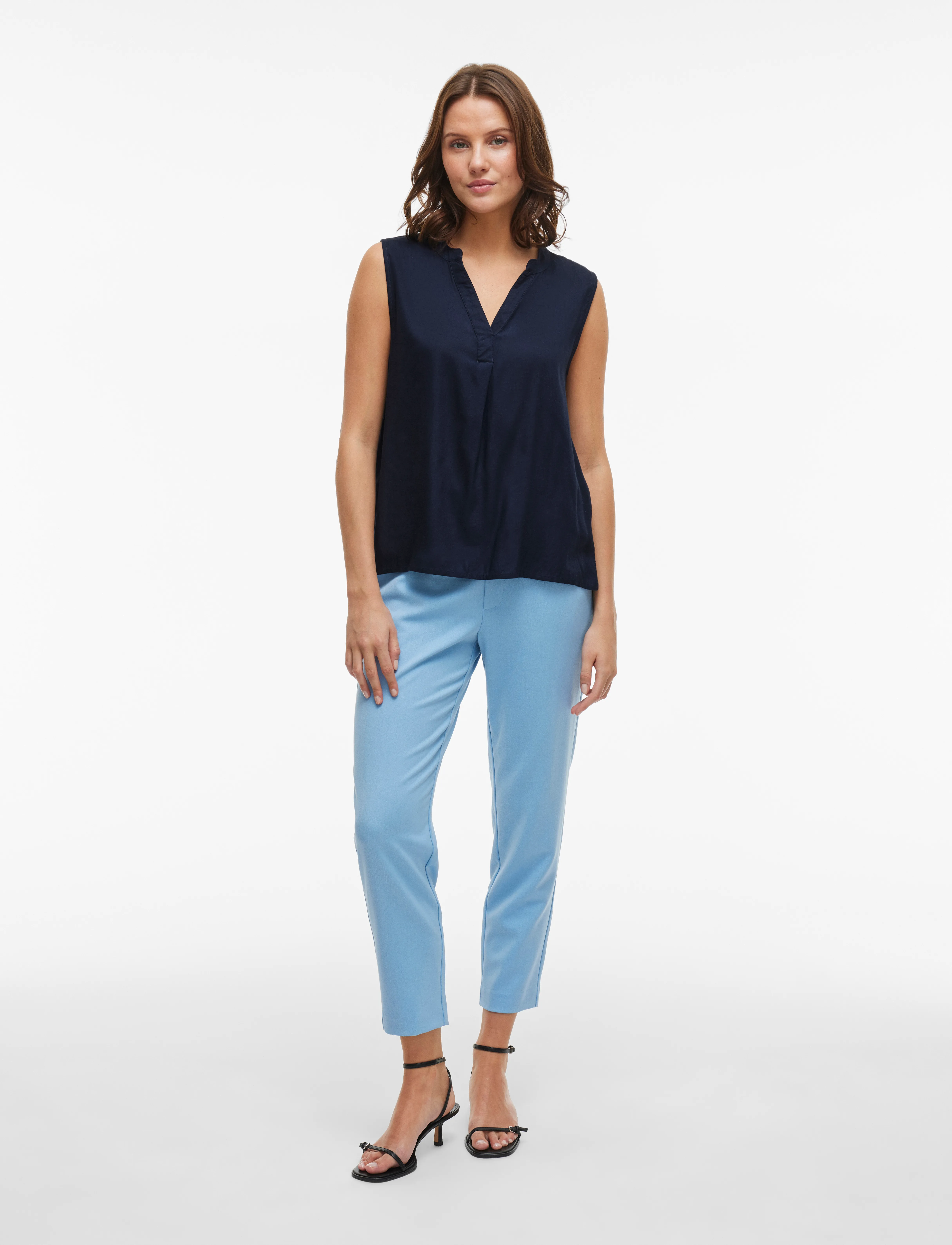 Vila - VIROSA V-NECK S/L TOP - NOOS - hihattomat paidat - navy blazer - 4