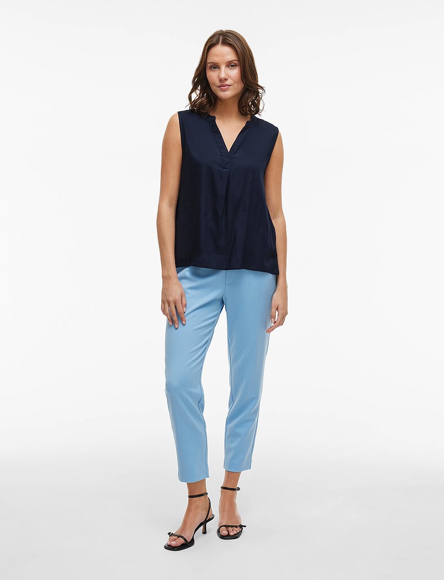 Vila - VIROSA V-NECK S/L TOP - NOOS - sleeveless tops - navy blazer - 4