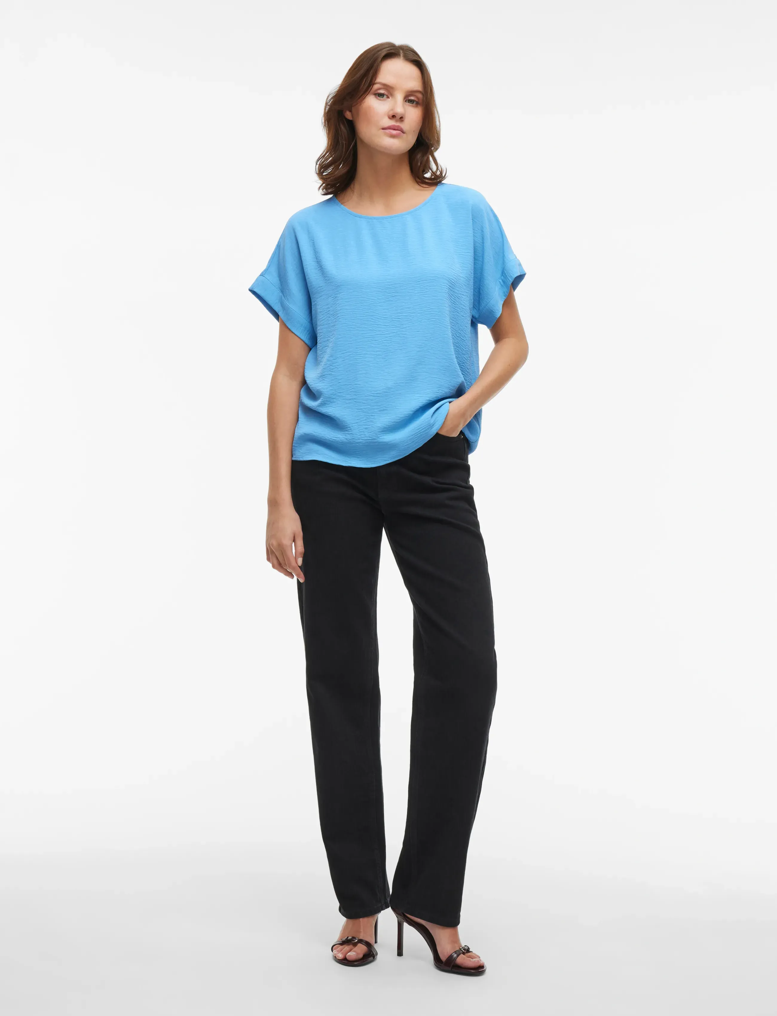 Vila - VIJOSA S/S TOP - NOOS - t-krekli - blissful blue - 4