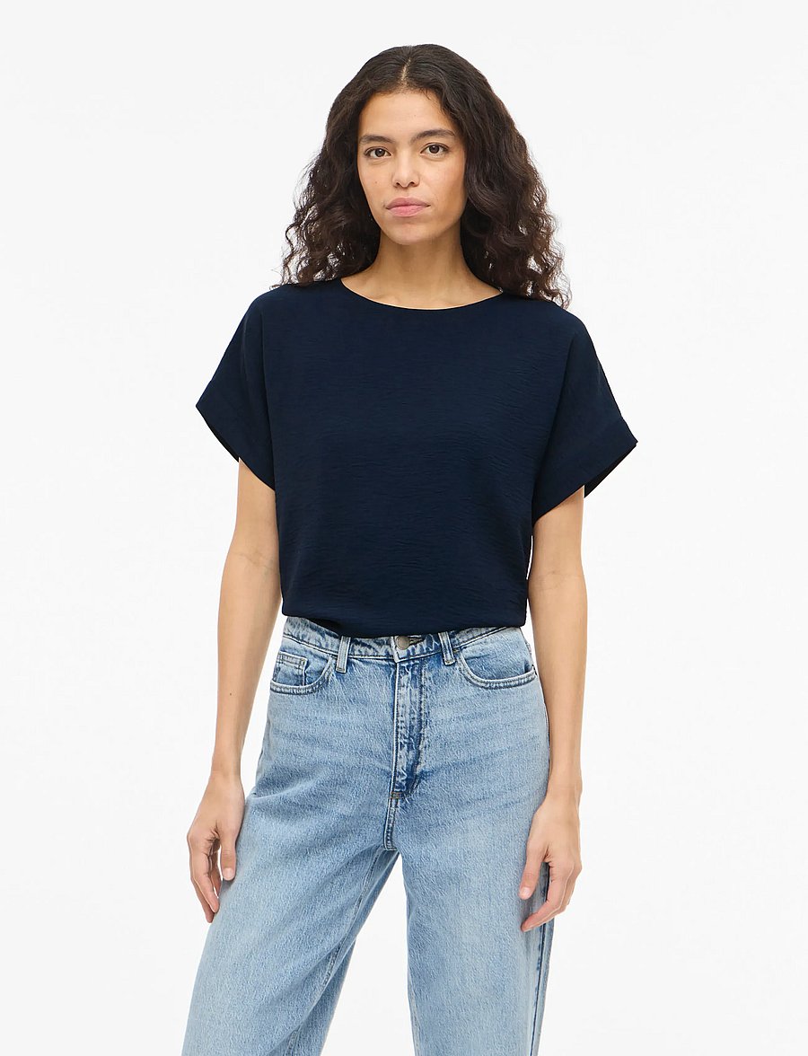 Vila - VIJOSA S/S TOP - NOOS - t-shirts - navy blazer - 0