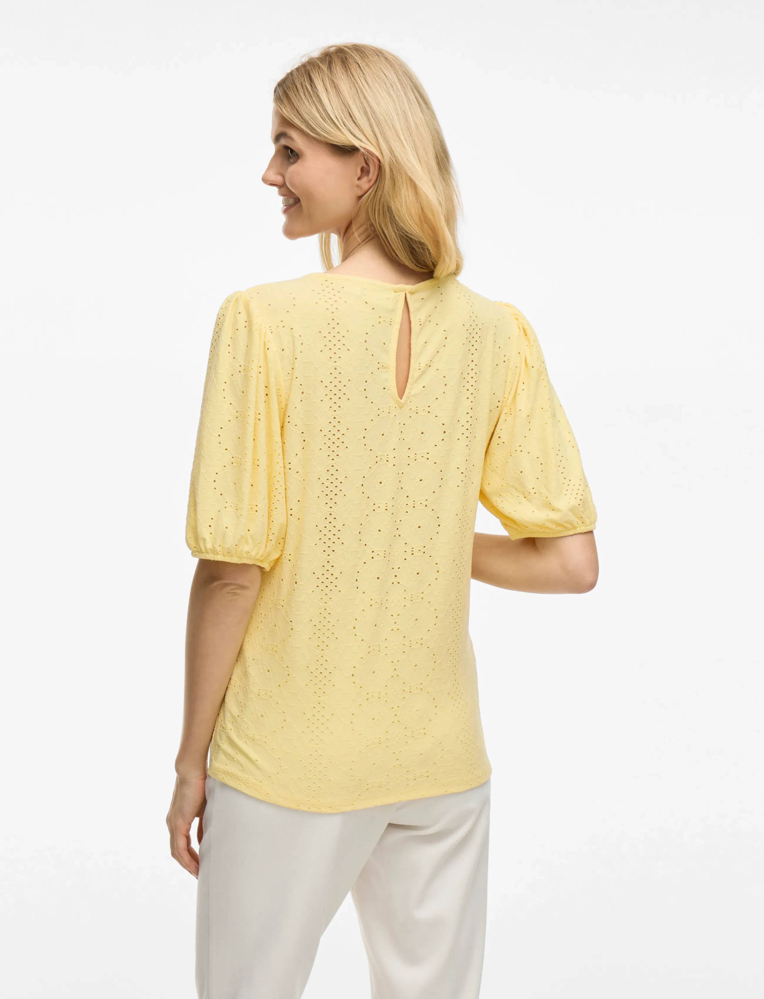 Vila - VIKALLY O-NECK 2/4 TOP - NOOS - lühikeste varrukatega pluusid - pale banana - 2