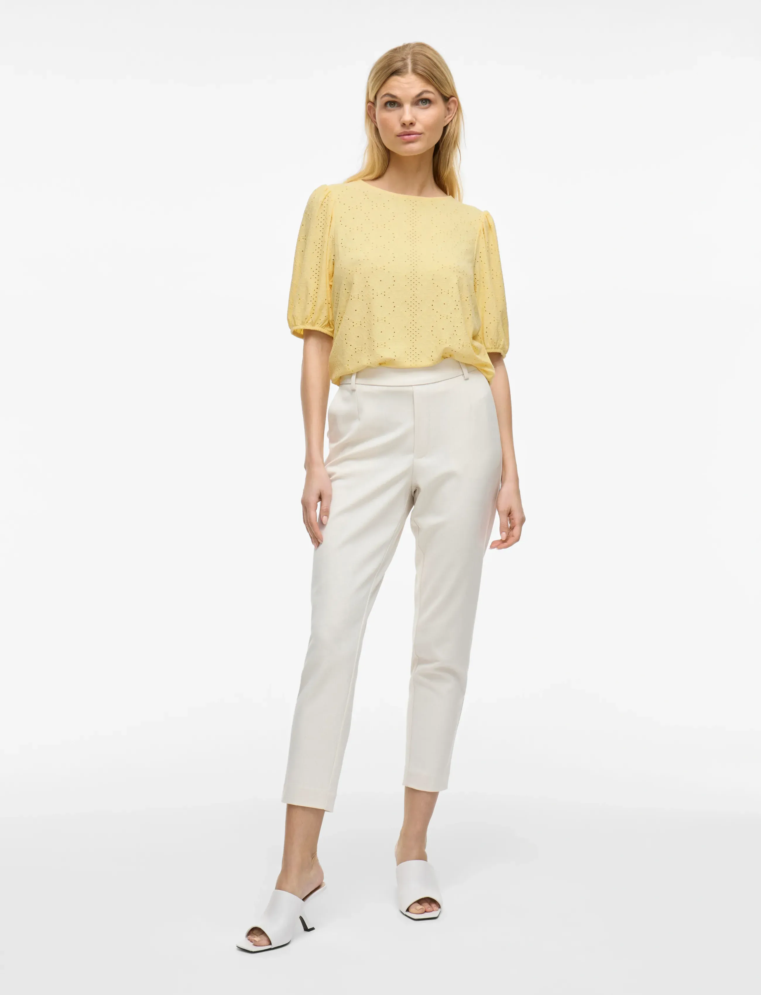Vila - VIKALLY O-NECK 2/4 TOP - NOOS - lühikeste varrukatega pluusid - pale banana - 3