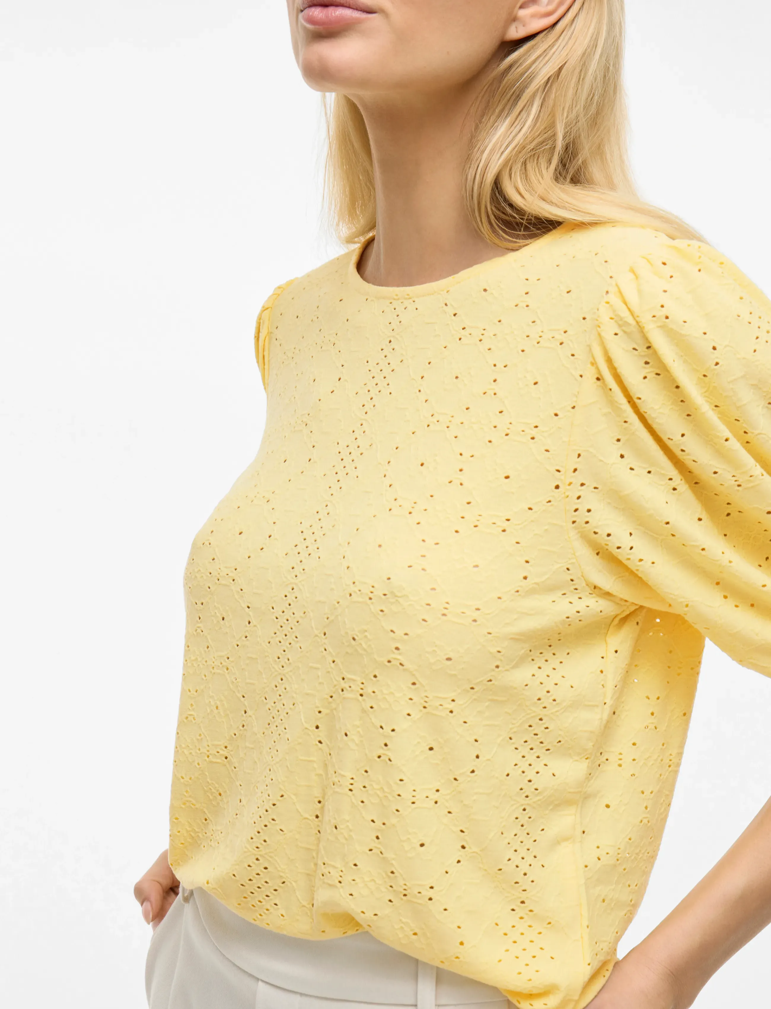Vila - VIKALLY O-NECK 2/4 TOP - NOOS - lühikeste varrukatega pluusid - pale banana - 4