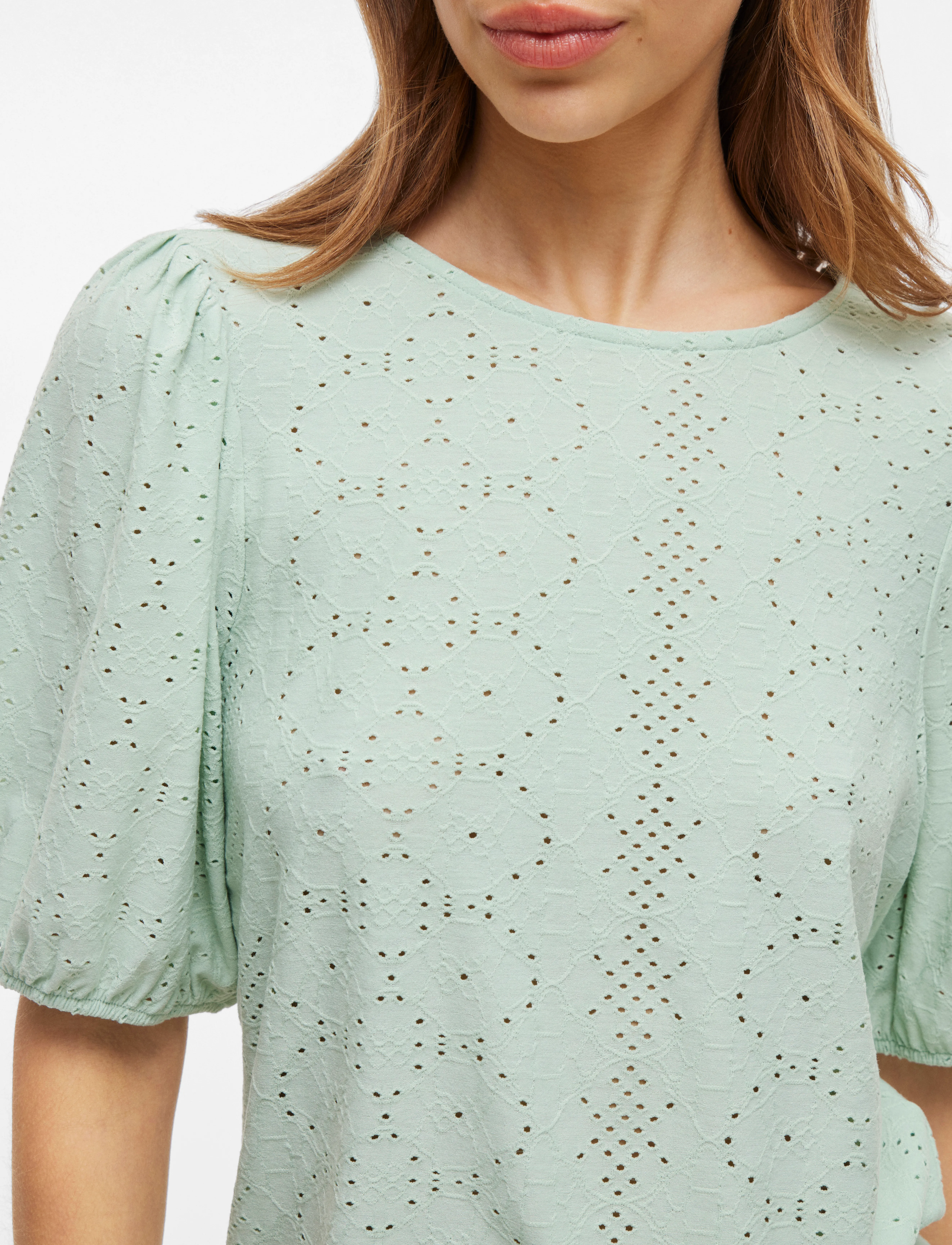 Vila - VIKALLY O-NECK 2/4 TOP - NOOS - kortærmede bluser - silt green - 4