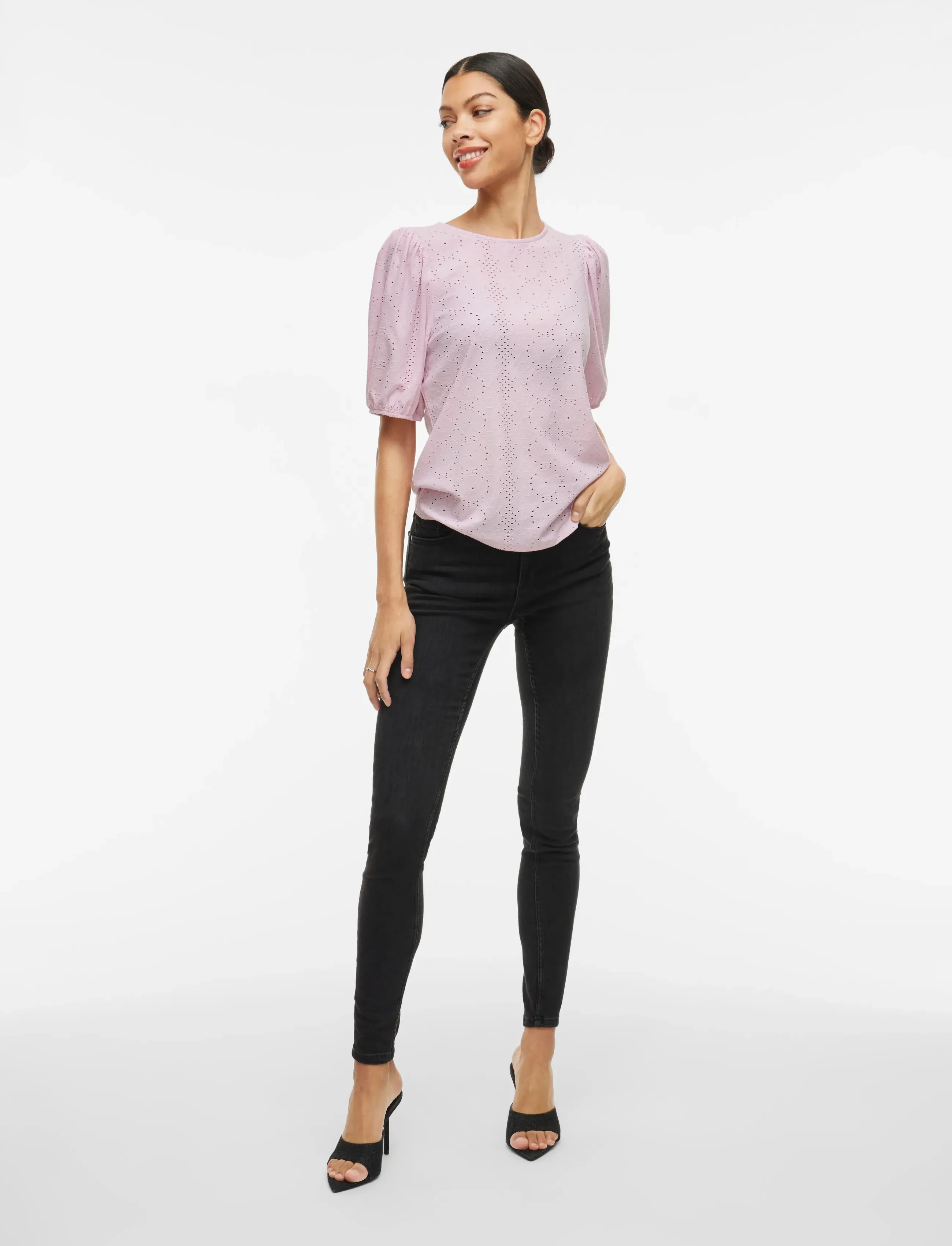 Vila - VIKALLY O-NECK 2/4 TOP - NOOS - kortærmede bluser - winsome orchid - 4