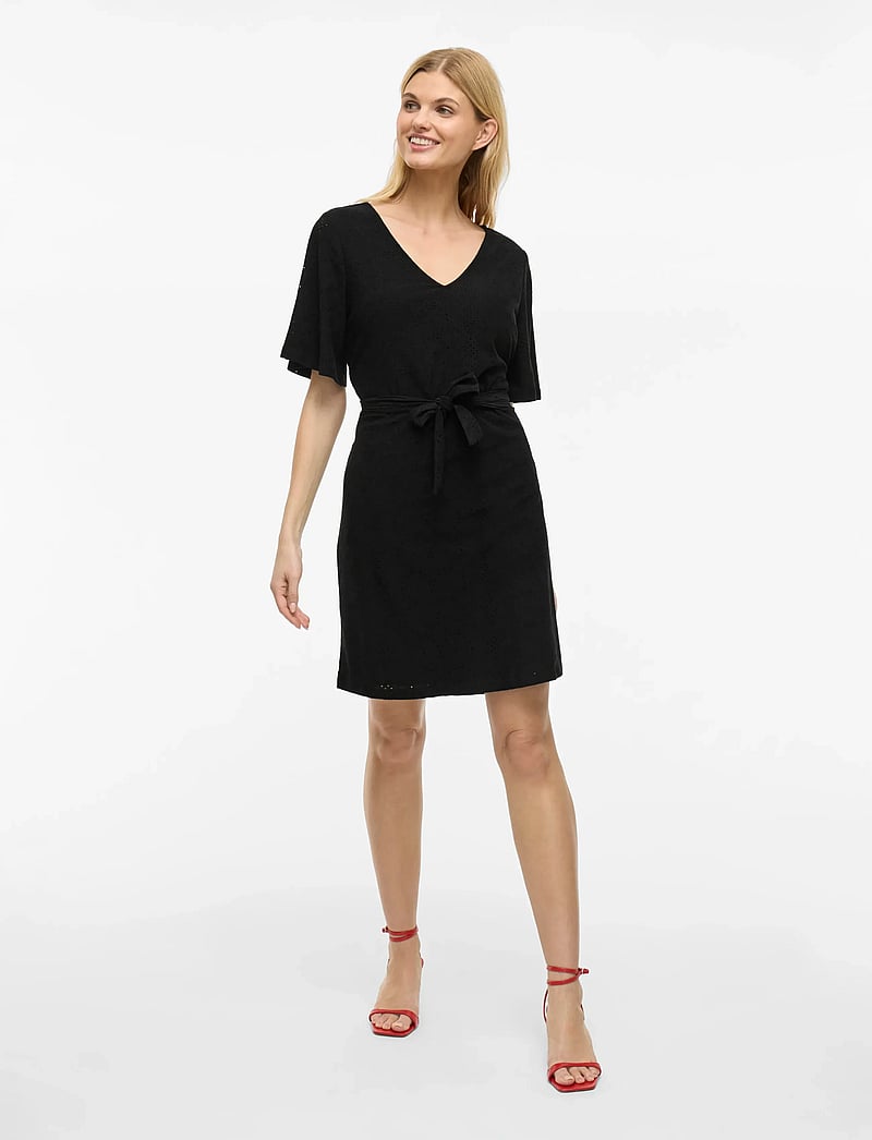 Vila - VIKALLY V-NECK S/S SHORT DRESS - t-shirt jurken - black beauty - 3