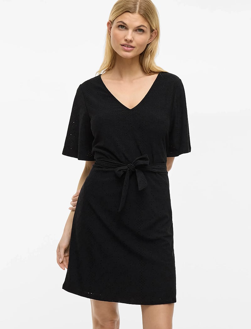 Vila - VIKALLY V-NECK S/S SHORT DRESS - t-shirt jurken - black beauty - 5