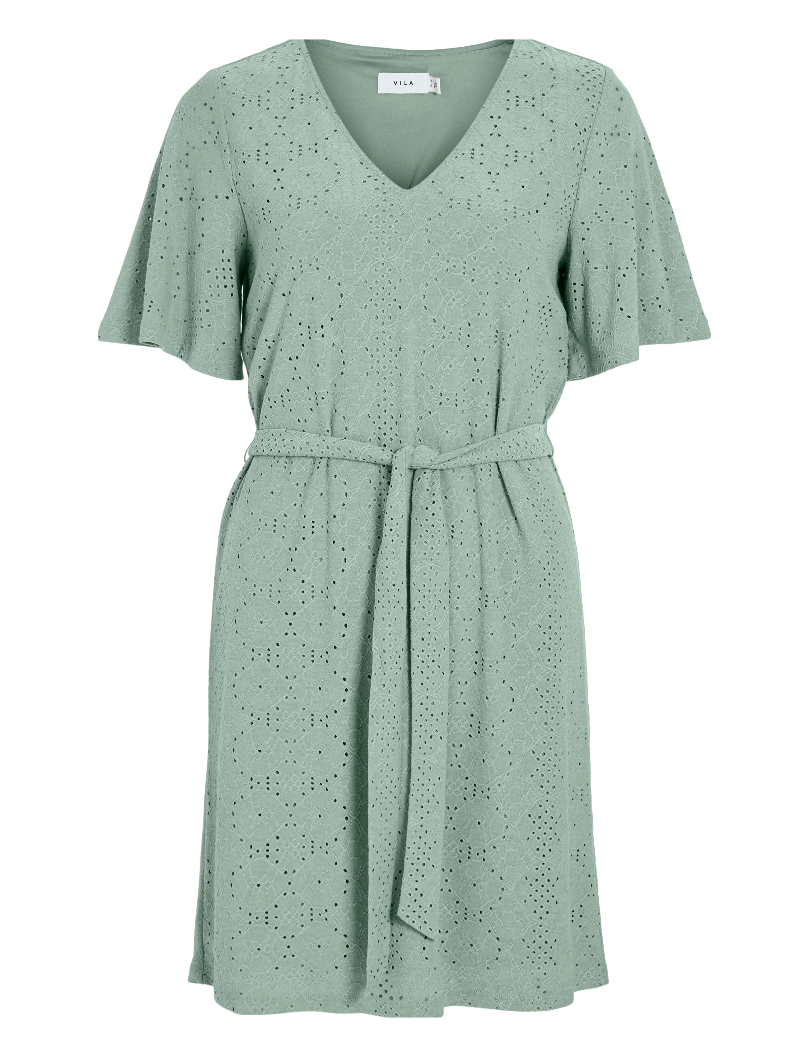 VILA Vikally V-Ausschnitt S/S Kurz Kleid Grün - XS - Damen