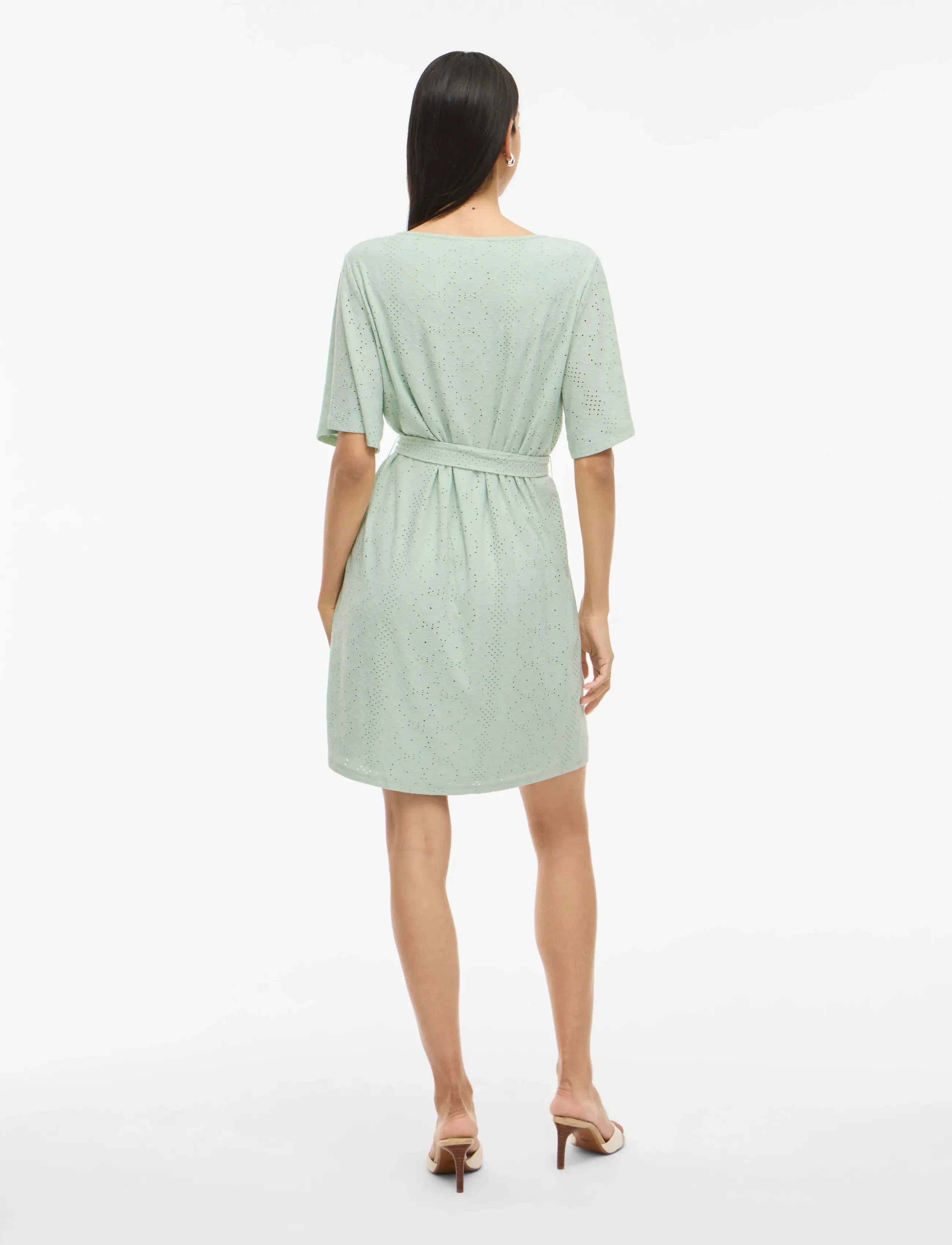 Vila - VIKALLY V-NECK S/S SHORT DRESS - t-shirt dresses - silt green - 2