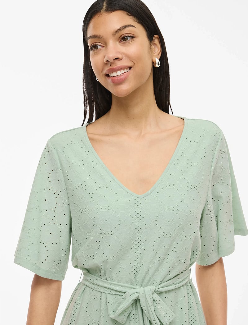 Vila - VIKALLY V-NECK S/S SHORT DRESS - t-shirt-kleider - silt green - 5