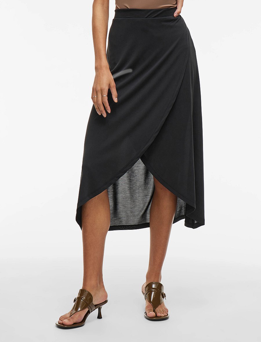 Vila - VIMODALA HW WRAP SKIRT - NOOS - maxi nederdele - black - 0