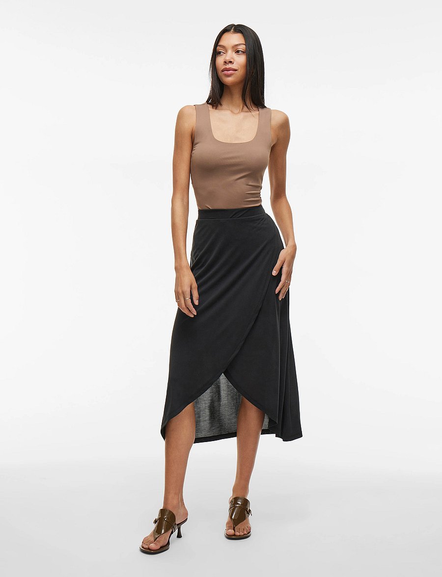 Vila - VIMODALA HW WRAP SKIRT - NOOS - maxi nederdele - black - 5