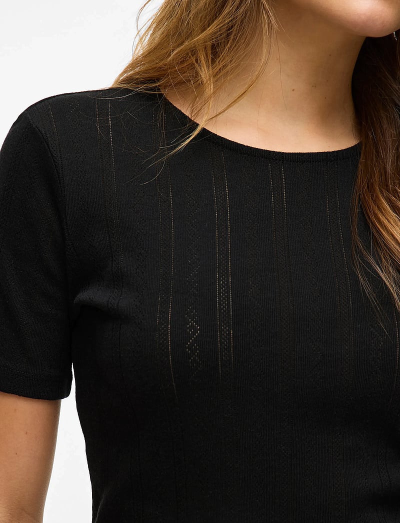 Vila - VIKASSIE S/S POINTELLE TOP - NOOS - black beauty - 4