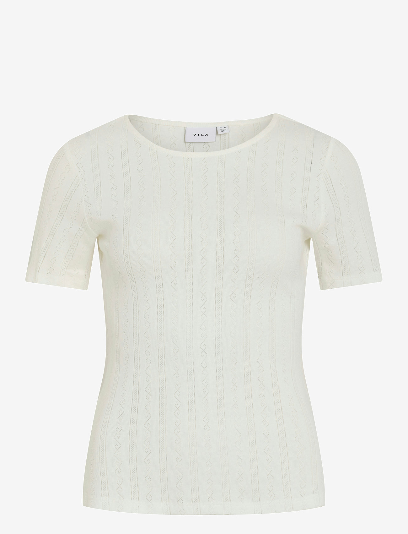 Vila - VIKASSIE S/S POINTELLE TOP - NOOS - t-shirts - snow white - 1