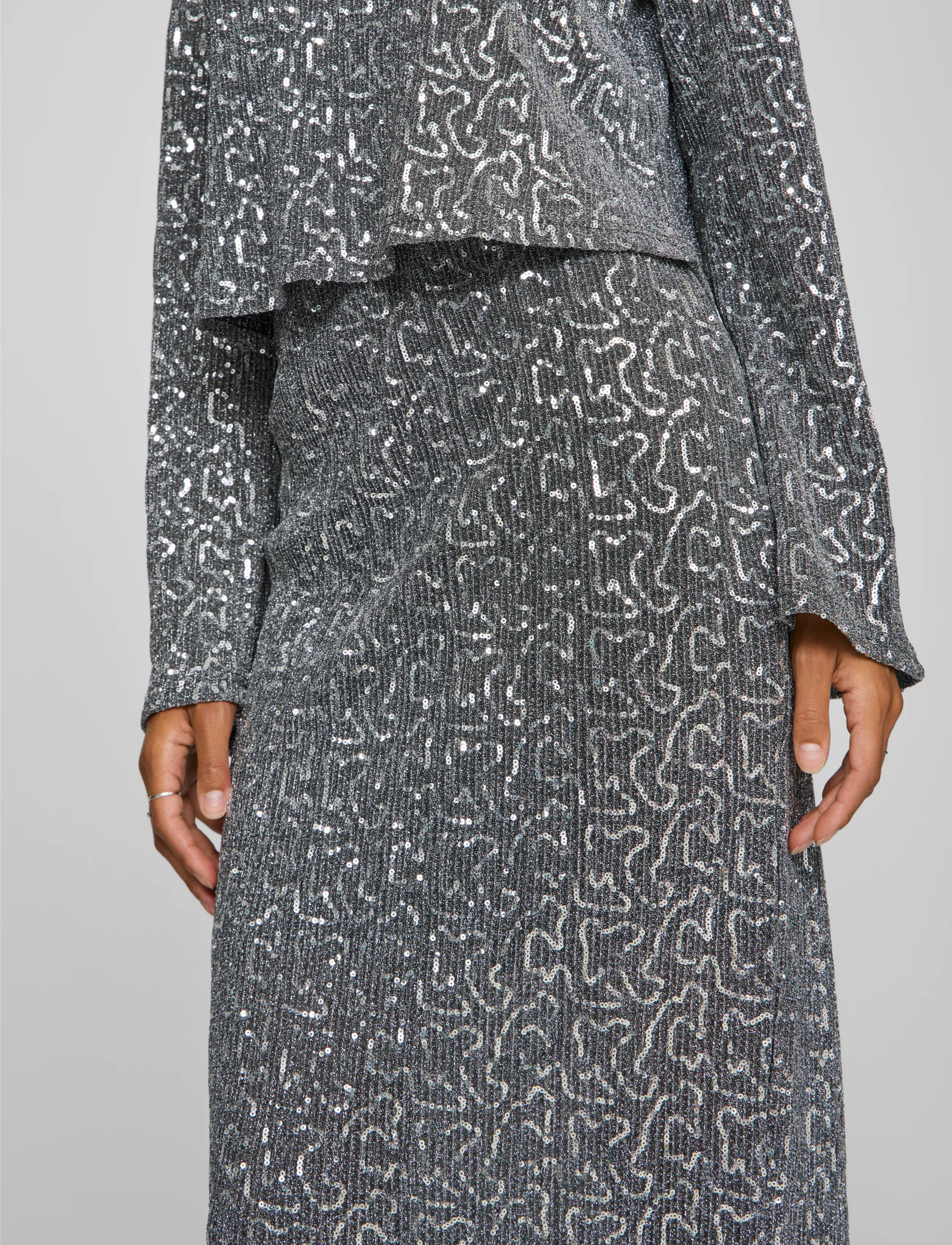Vila - VISANADU HW GLITTER MAXI SKIRT - laveste priser - silver colour - 5