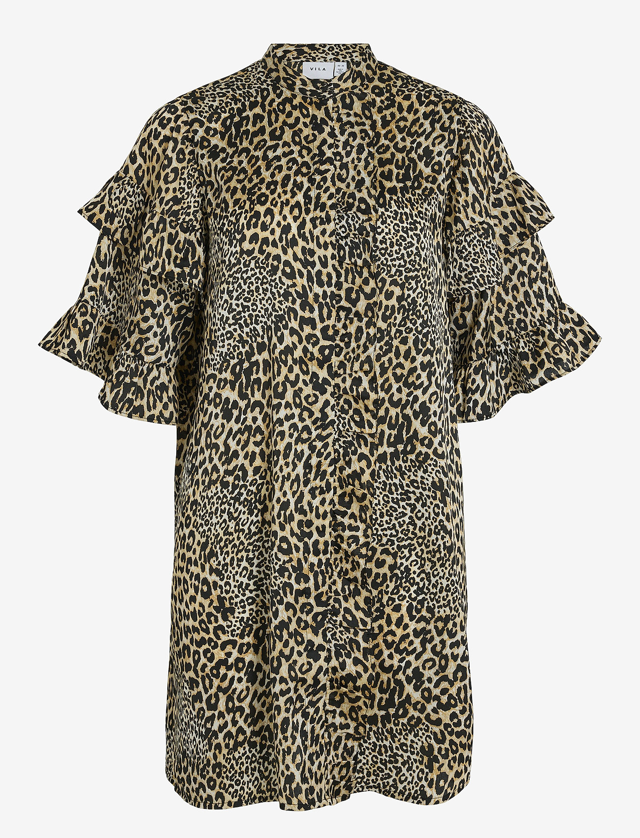 Vila - VIKAVAS 2/4 FRILL DRESS - skjortklänningar - nomad - 0