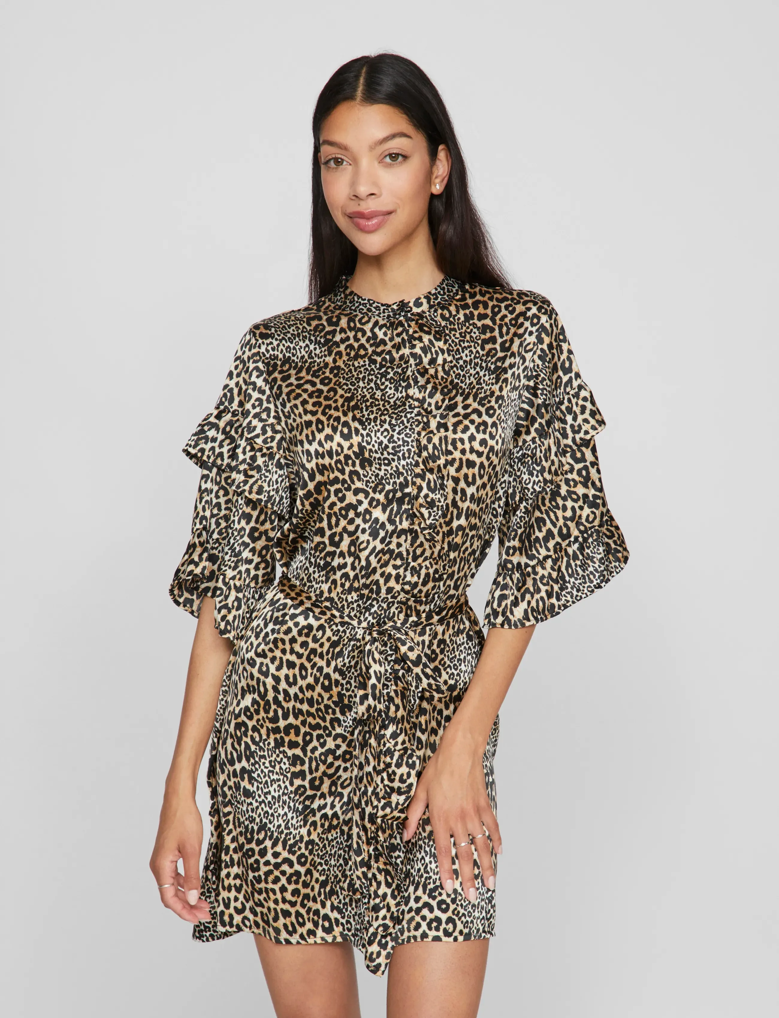 Vila VIKAVAS 2/4 FRILL DRESS - Kjoler - NOMAD / brown