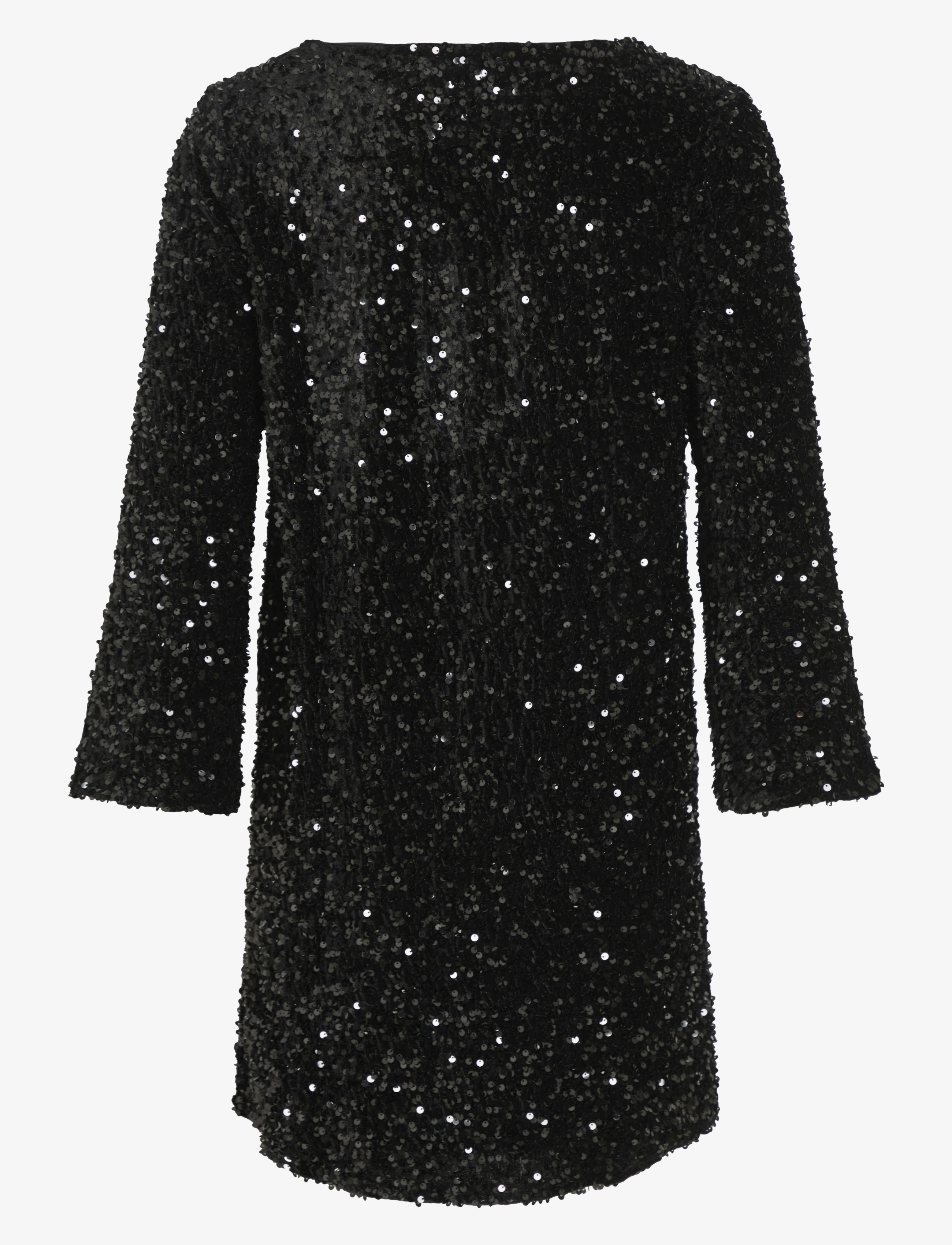 Vila - VIFAITH V-NECK L/S SEQUIN DRESS/VOL - festtøj til outletpriser - black beauty - 2