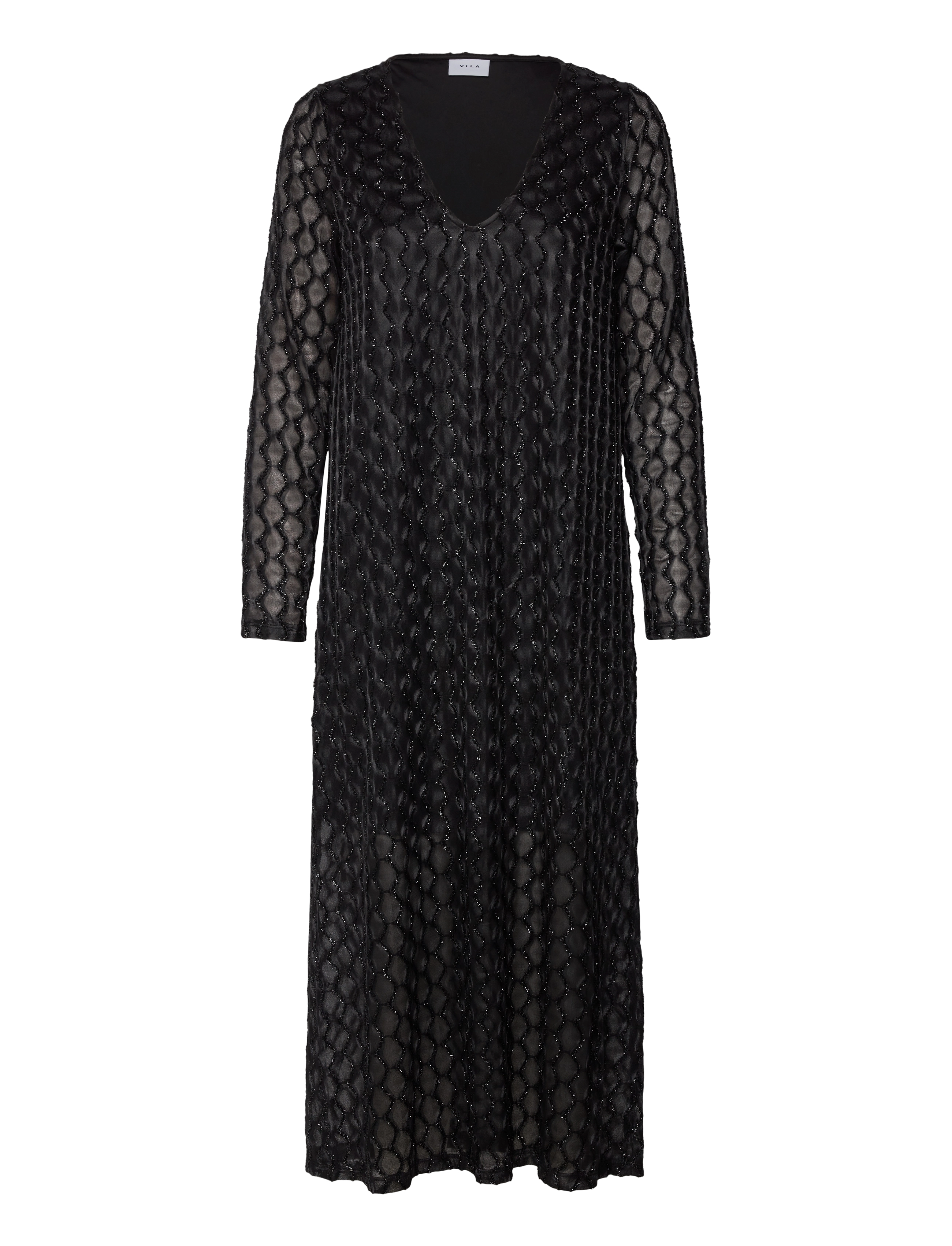 Vila VIZALMA V-NECK L/S MIDI DRESS/R - Maxikjoler - BLACK BEAUTY / black