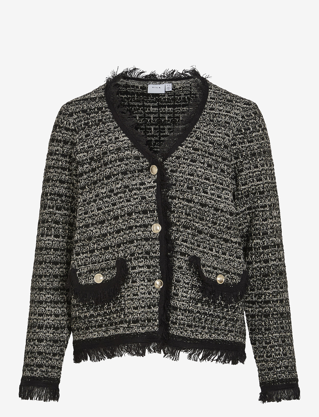 Vila - VISOLERA L/S DETAIL KNIT CARDIGAN - koftor - black beauty - 0