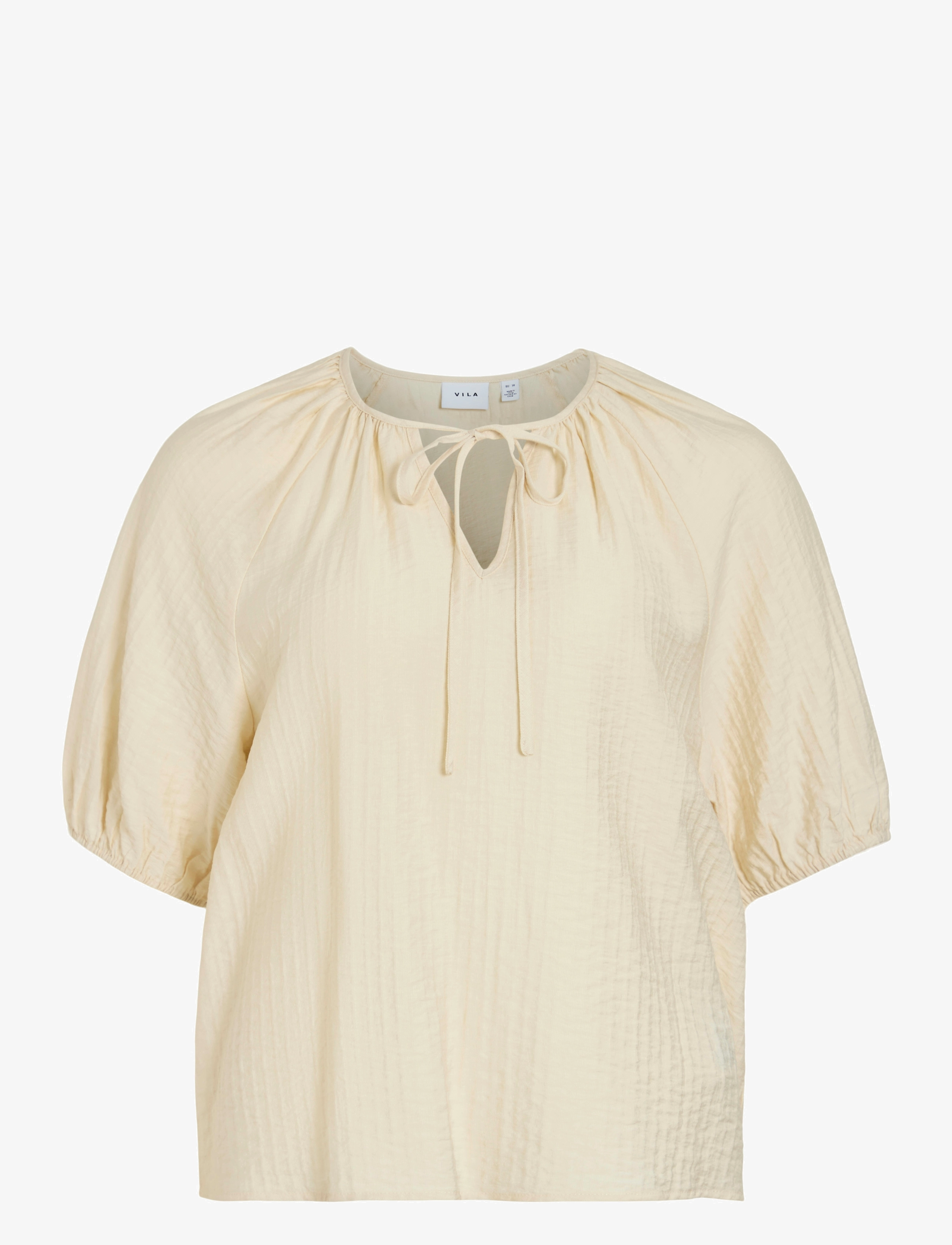 Vila VICLO 2/4 V-NECK TOP - NOOS - Bluser - BIRCH / cream