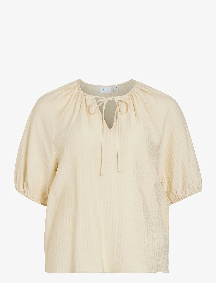 Vila - VICLO 2/4 V-NECK TOP - NOOS - lühikeste varrukatega pluusid - birch - 1