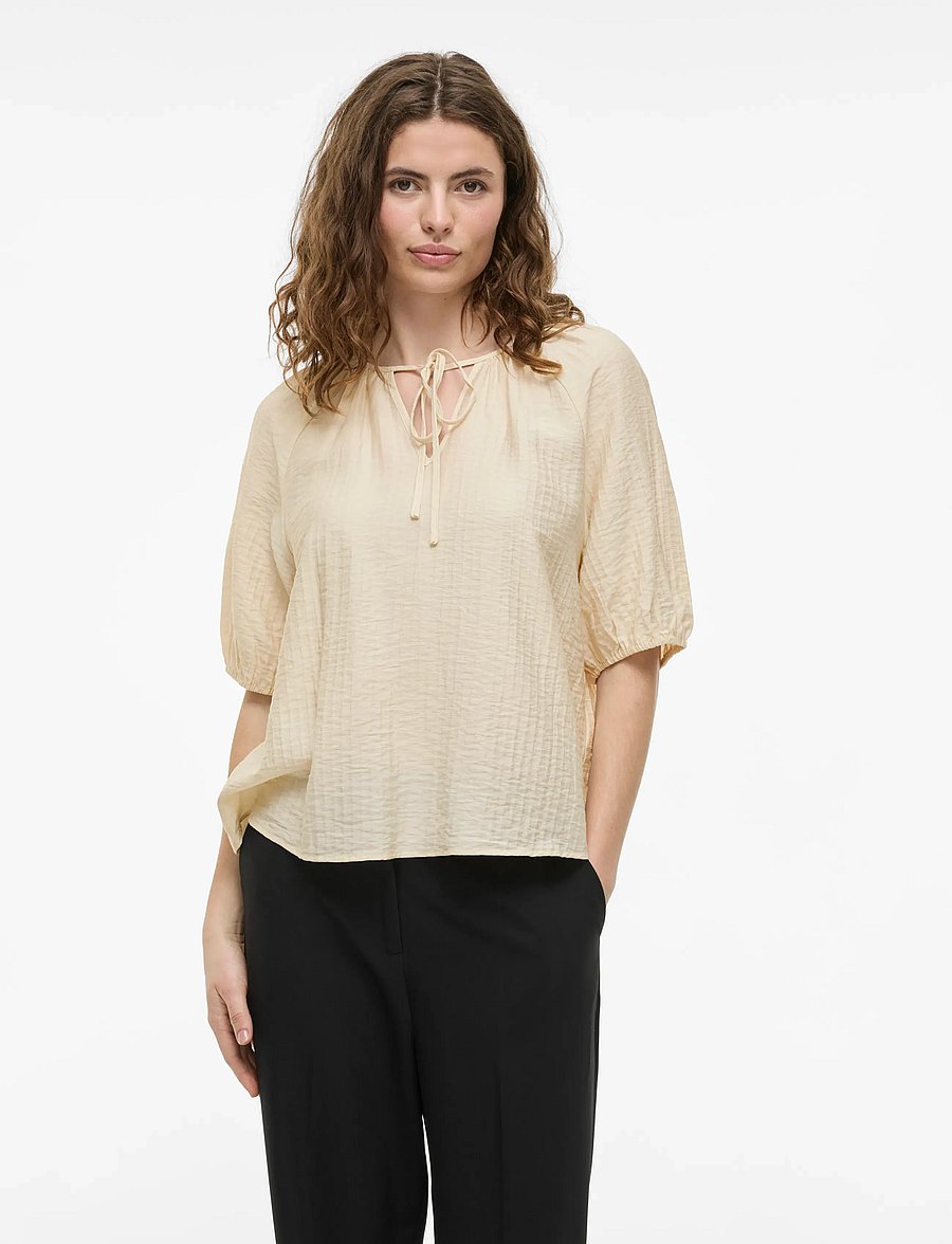 Vila - VICLO 2/4 V-NECK TOP - NOOS - lühikeste varrukatega pluusid - birch - 0
