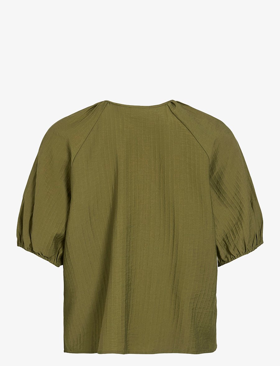 Vila - VICLO 2/4 V-NECK TOP - NOOS - kurzärmelige blusen - capulet olive - 2