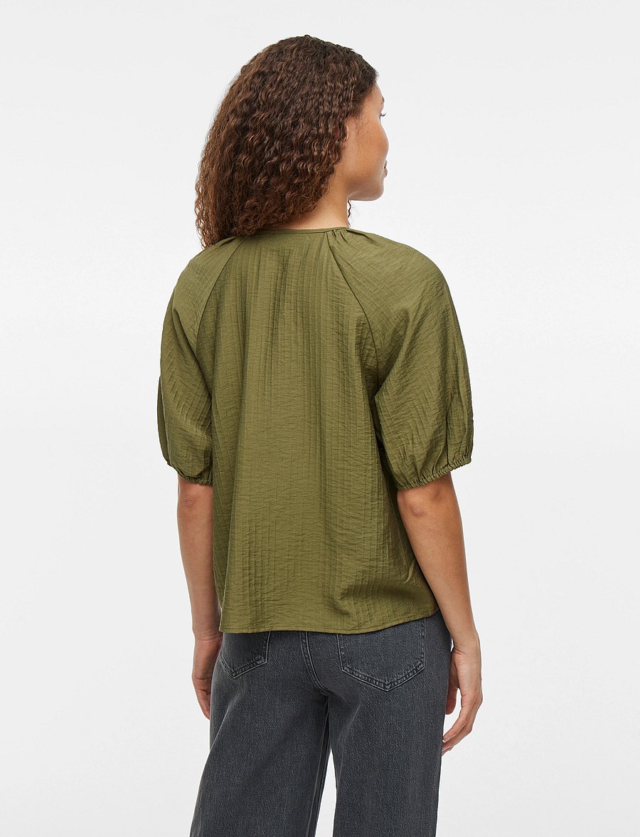 Vila - VICLO 2/4 V-NECK TOP - NOOS - kurzärmelige blusen - capulet olive - 3
