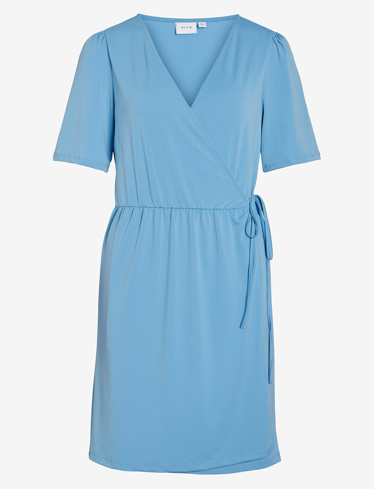 Vila - VINAYELI S/S SHORT WRAP DRESS - NOOS - sommarklänningar - blissful blue - 1