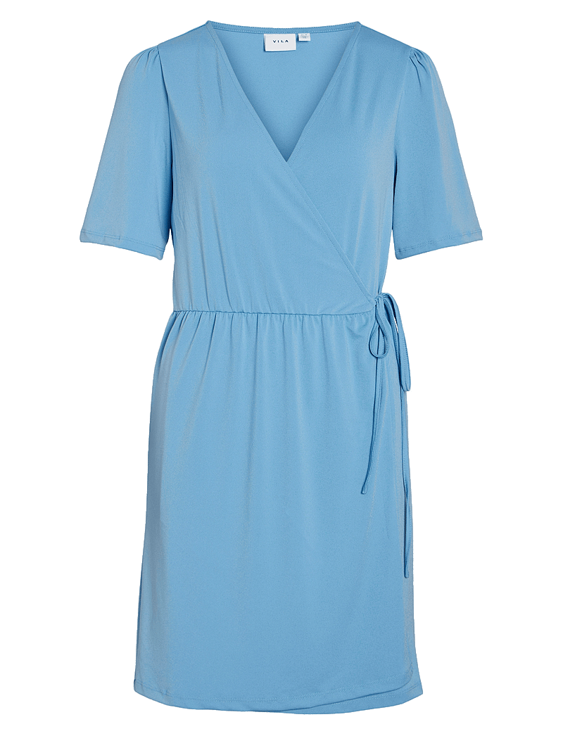 Vila - VINAYELI S/S SHORT WRAP DRESS - NOOS - sommarklänningar - blissful blue - 1