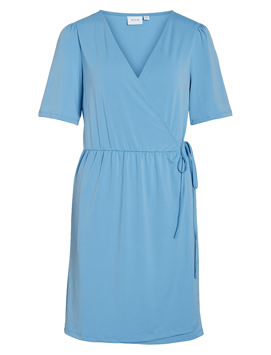 Vila - VINAYELI S/S SHORT WRAP DRESS - NOOS - sommerkleider - blissful blue - 1
