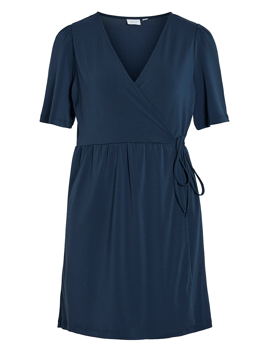 Vila - VINAYELI S/S SHORT WRAP DRESS - NOOS - kesämekot - navy blazer - 1