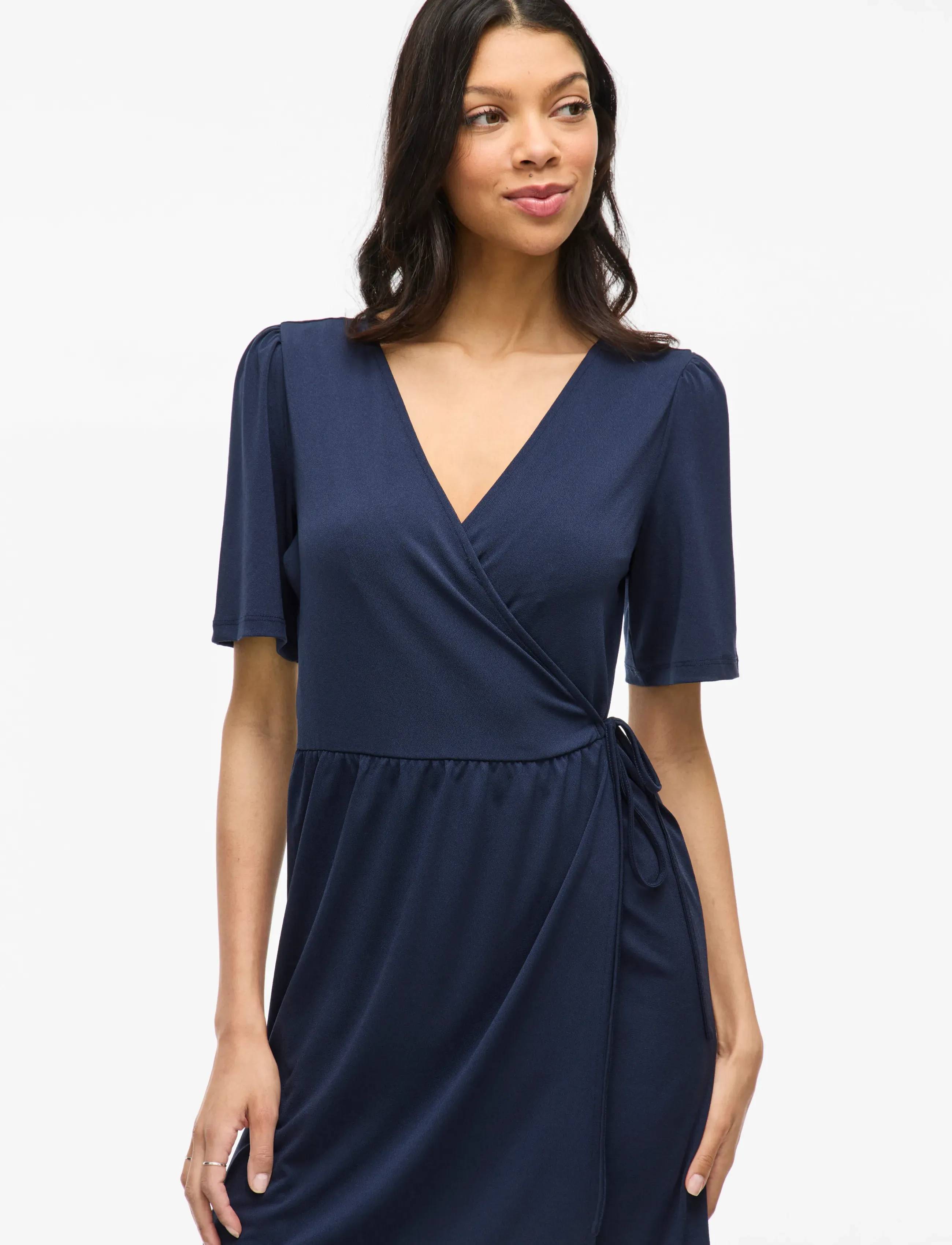 Vila - VINAYELI S/S SHORT WRAP DRESS - NOOS - kesämekot - navy blazer - 5