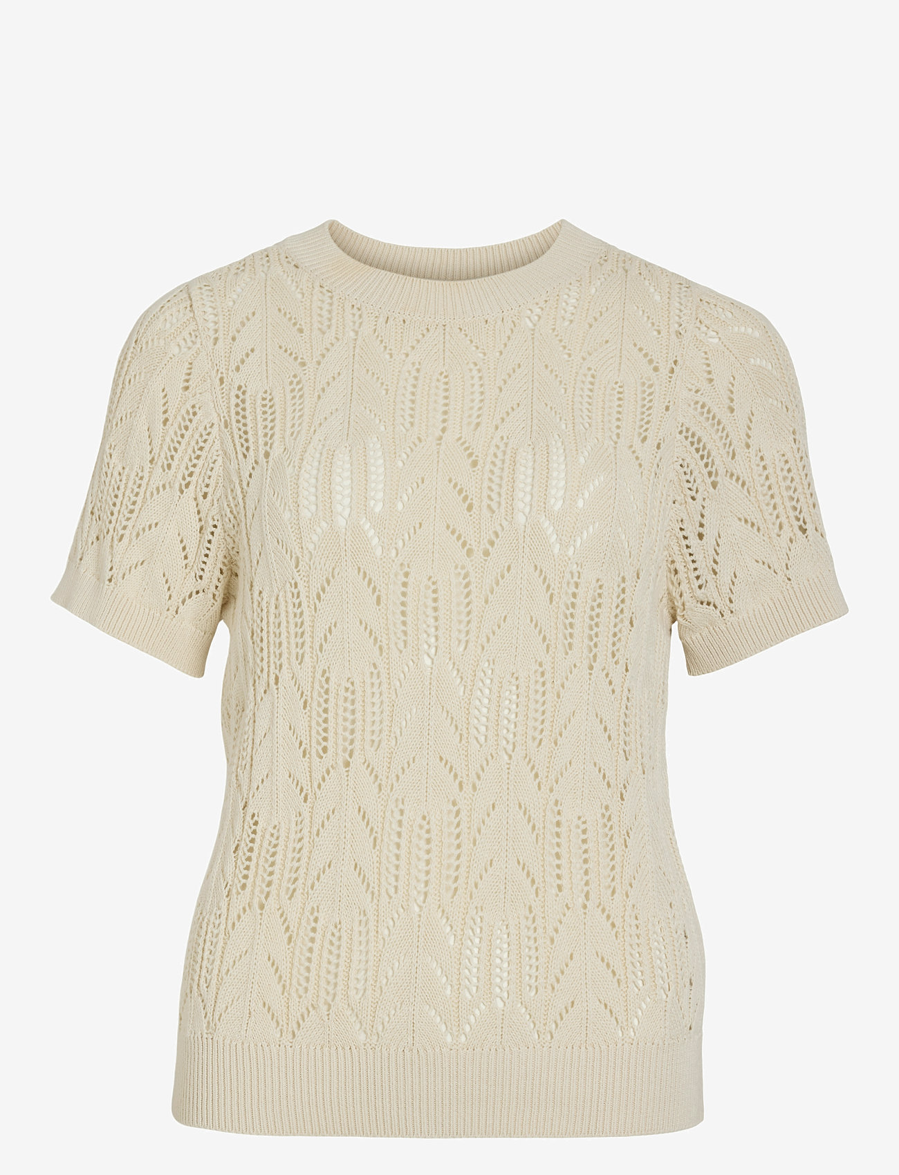 Vila - VICOTTI S/S O-NECK KNIT TOP - NOOS - jumpers - birch - 1