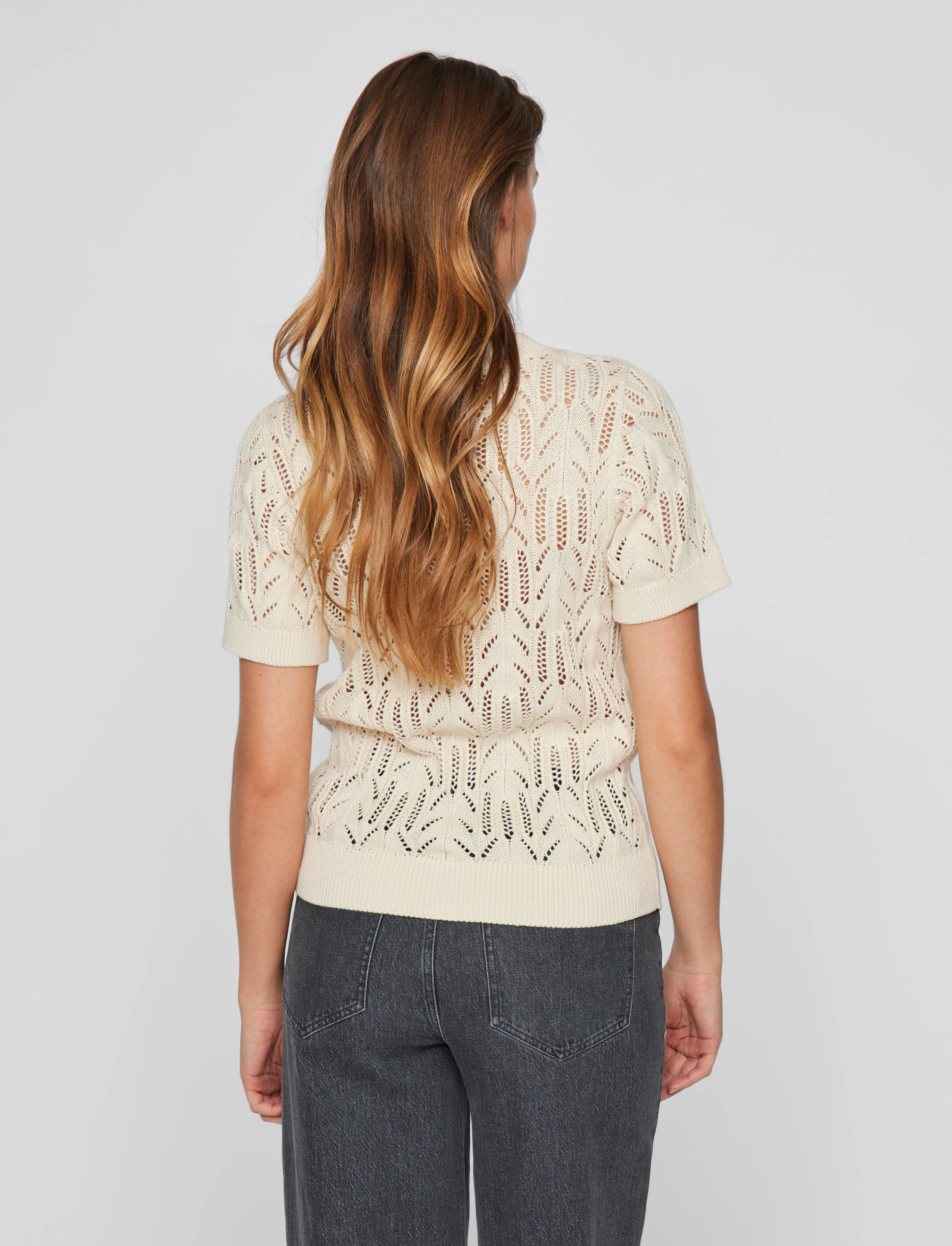 Vila - VICOTTI S/S O-NECK KNIT TOP - NOOS - pullover - birch - 3