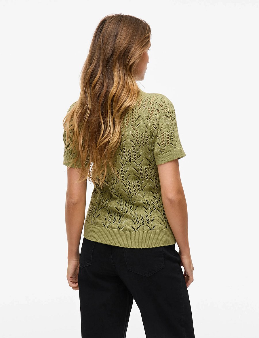 Vila - VICOTTI S/S O-NECK KNIT TOP - NOOS - striktrøjer - sage - 3