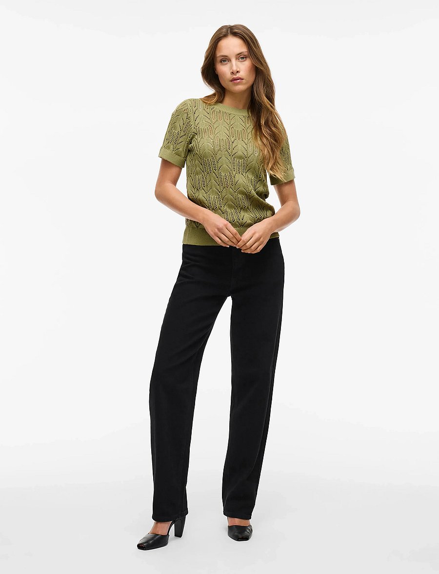 Vila - VICOTTI S/S O-NECK KNIT TOP - NOOS - striktrøjer - sage - 4