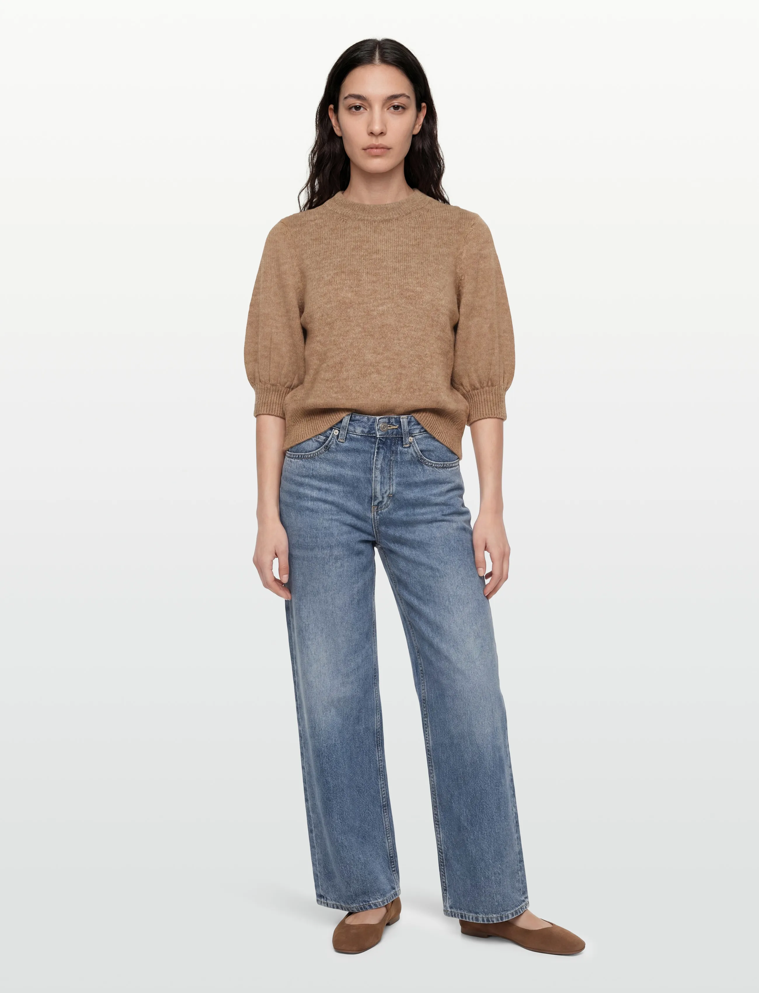 Vila Vibiola 3/4 Sleeve Knit Top #6, XL, Knitwear, Beige - Jumpers, Frauen