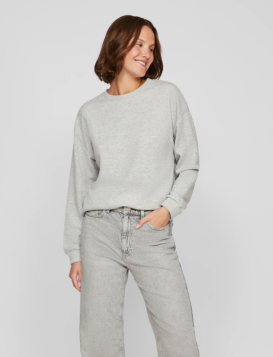 Vila - VISANDY L/S SWEAT TOP - NOOS - everyday style - light grey melange - 0