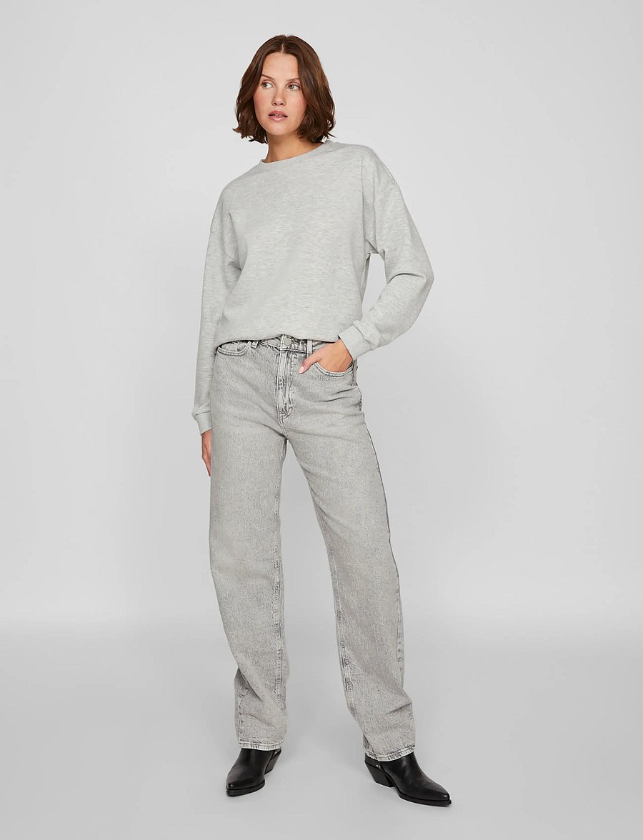 Vila - VISANDY L/S SWEAT TOP - NOOS - everyday style - light grey melange - 4