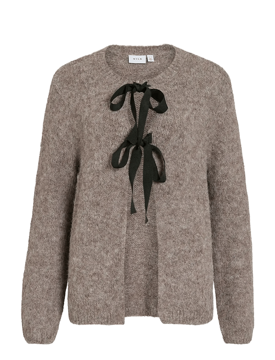 Vila - VIBOWS L/S KNIT CARDIGAN/LN - gilets - dark natural melange - 1