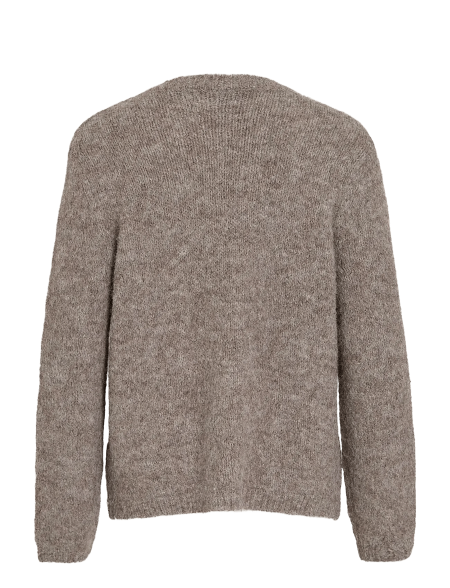 Vila - VIBOWS L/S KNIT CARDIGAN/LN - gilets - dark natural melange - 2