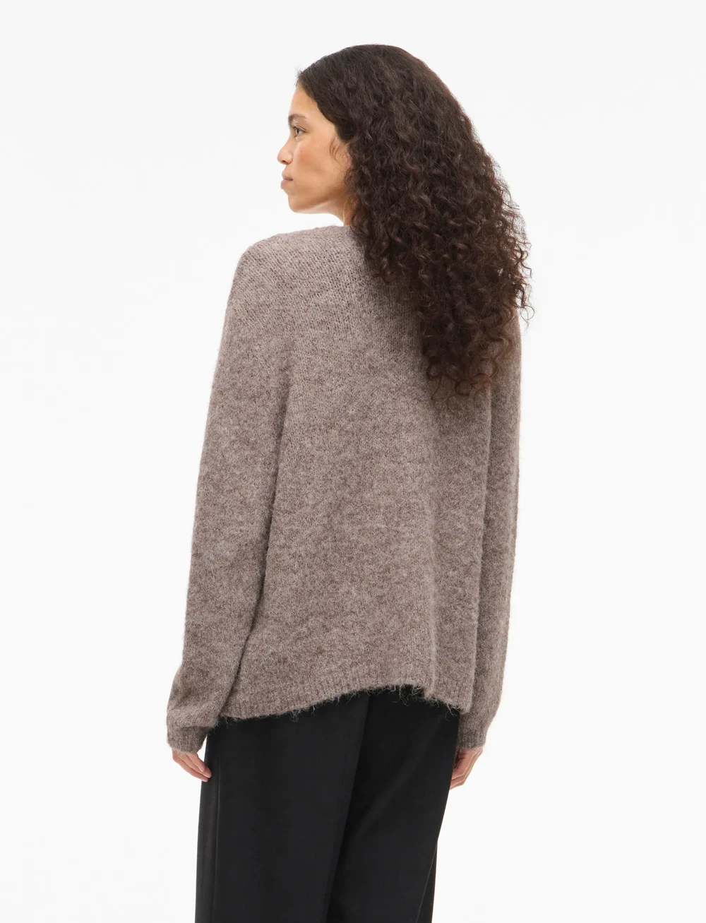 Vila - VIBOWS L/S KNIT CARDIGAN/LN/1 - cardigans - dark natural melange - 3