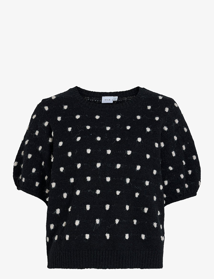 Vila - VIDOTTIE 2/4 SLEEVE KNIT TOP - neulepuserot - black beauty - 1