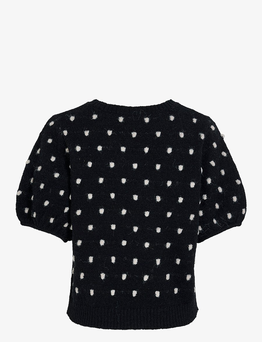 Vila - VIDOTTIE 2/4 SLEEVE KNIT TOP - neulepuserot - black beauty - 2