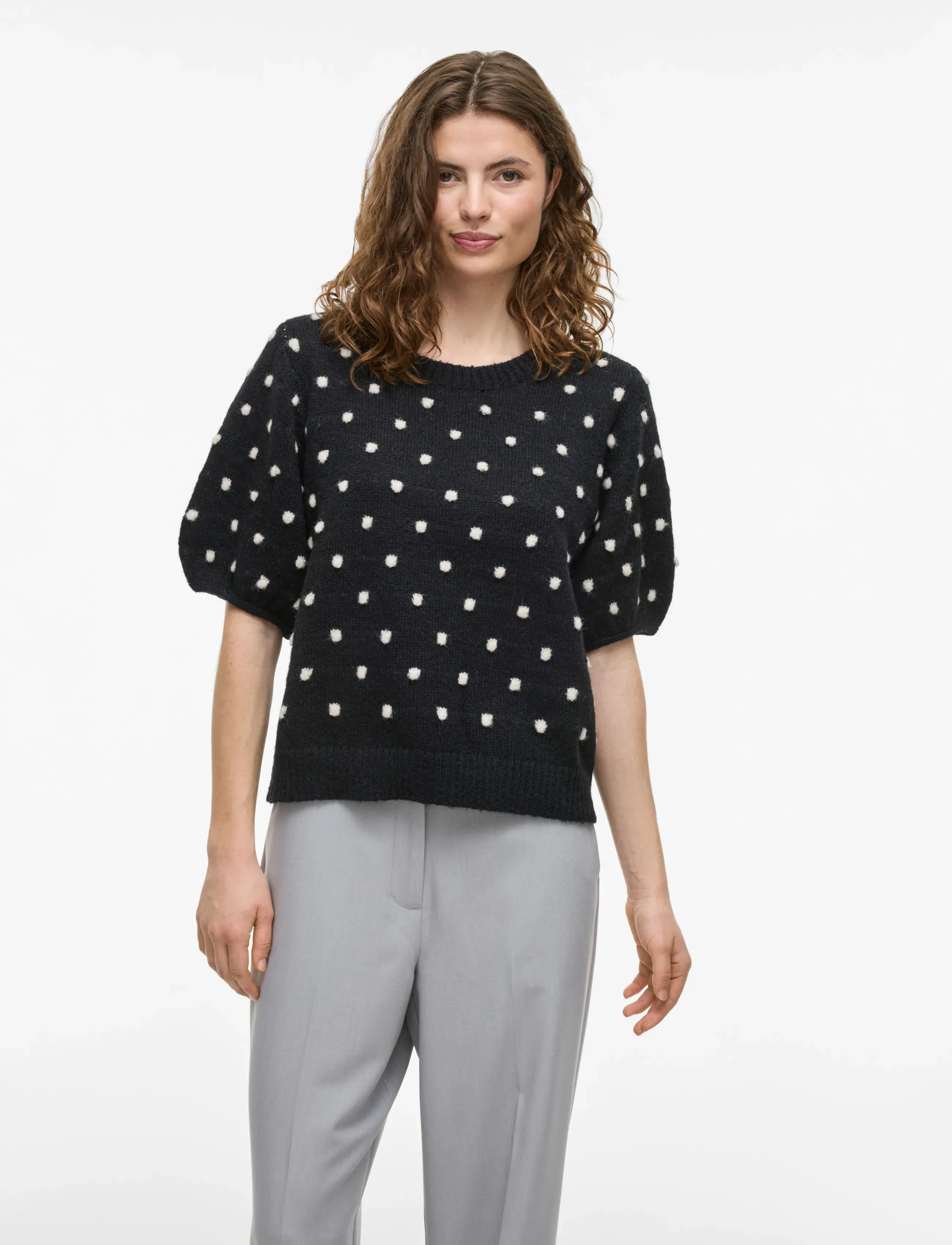 Vila Vidottie 2/4 Sleeve Knit Top, S, Knitwear, Schwarz - Jumpers, Frauen